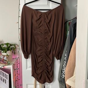Chocolate Pretty Little Thing Ruched Dress
